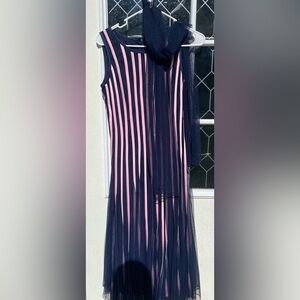 Micheal Kors blue and pink vintage dress with mesh sash